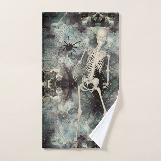 Halloween Abstract Ashes with Skeleton Bathroom  Hand Towel (Hand Towel)