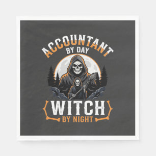 Halloween Accountant by Day Witch by Night Design Napkin