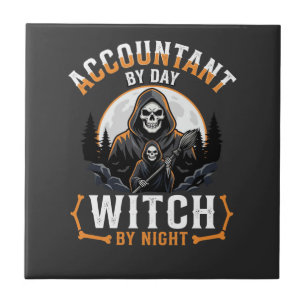 Halloween Accountant by Day Witch by Night Design Tile