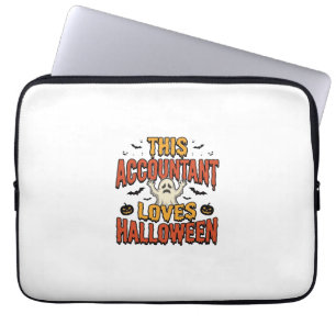 Halloween Accountant Vintage Ghost Shirt Design_1 Laptop Sleeve