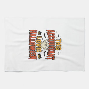 Halloween Accountant Vintage Ghost Shirt Design_1 Tea Towel