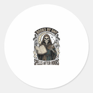 Halloween Accountant Witch Vintage Reaper Design_1 Classic Round Sticker