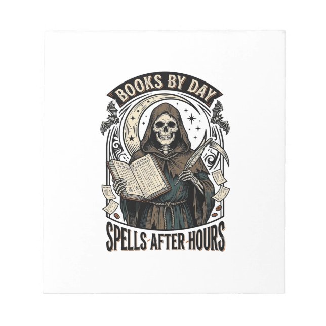 Halloween Accountant Witch Vintage Reaper Design_1 Notepad (Front)