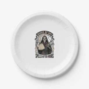Halloween Accountant Witch Vintage Reaper Design_1 Paper Plate