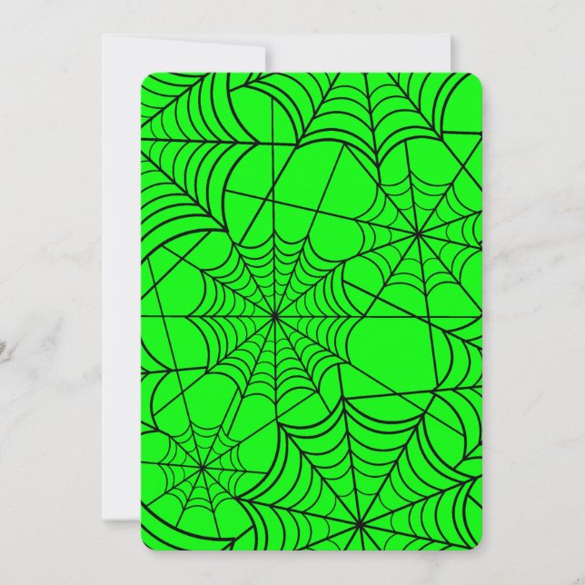 halloween acid green spider web invitation (Front)