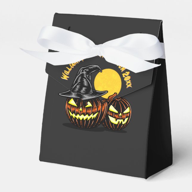 Halloween Add Family Name Year Customise  Favour Box (Front Side)
