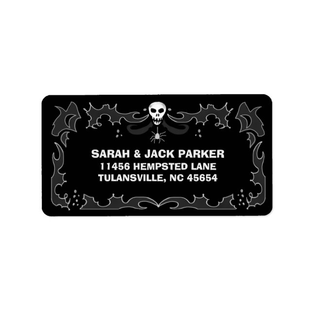 Halloween Address Label - Black & White Skull (Front)