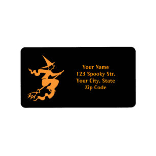 Halloween address labels   witch on broom