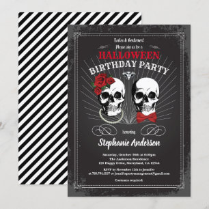 Halloween adult birthday party gothic black red invitation