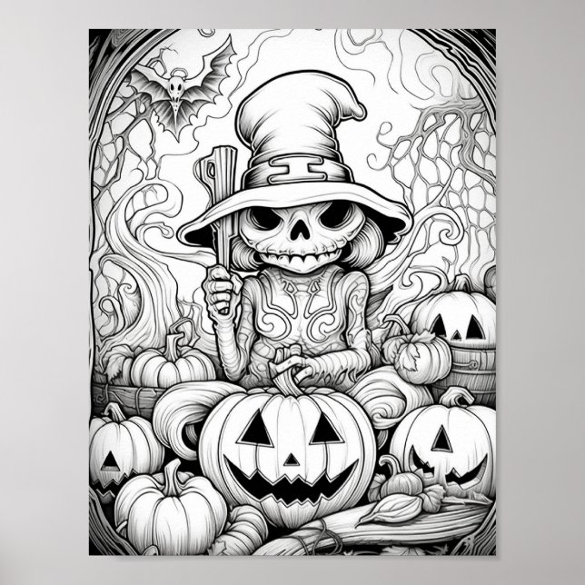 Halloween Adult Colouring Poster (Front)