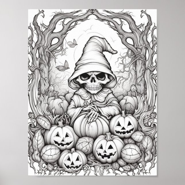 Halloween Adult Colouring Poster (Front)