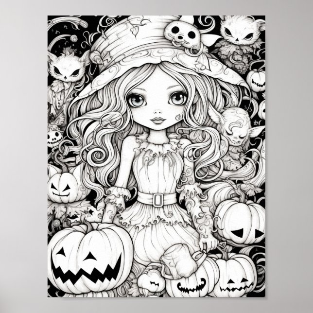 Halloween Adult Colouring Poster (Front)