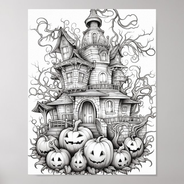 Halloween Adult Colouring Poster (Front)