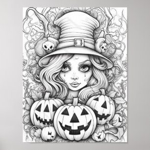 Halloween Adult Colouring Poster