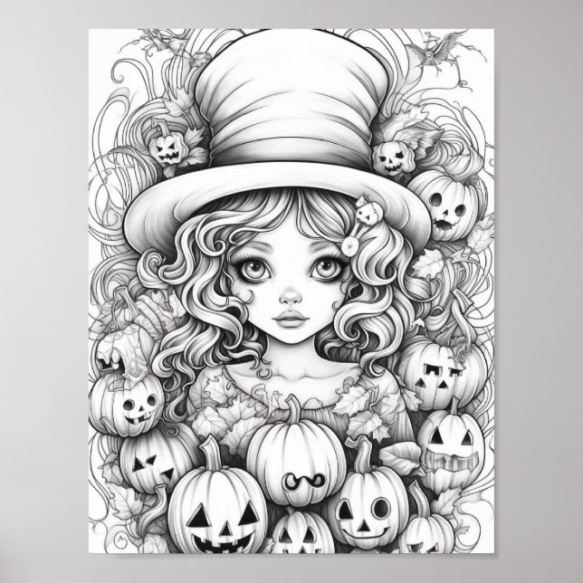 Halloween Adult Colouring Poster (Front)