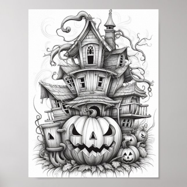 Halloween Adult Colouring Poster (Front)