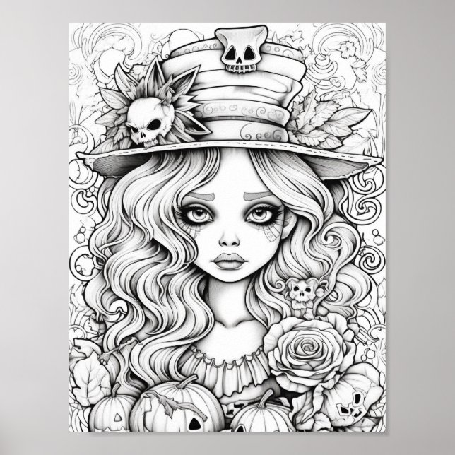 Halloween Adult Colouring Poster (Front)
