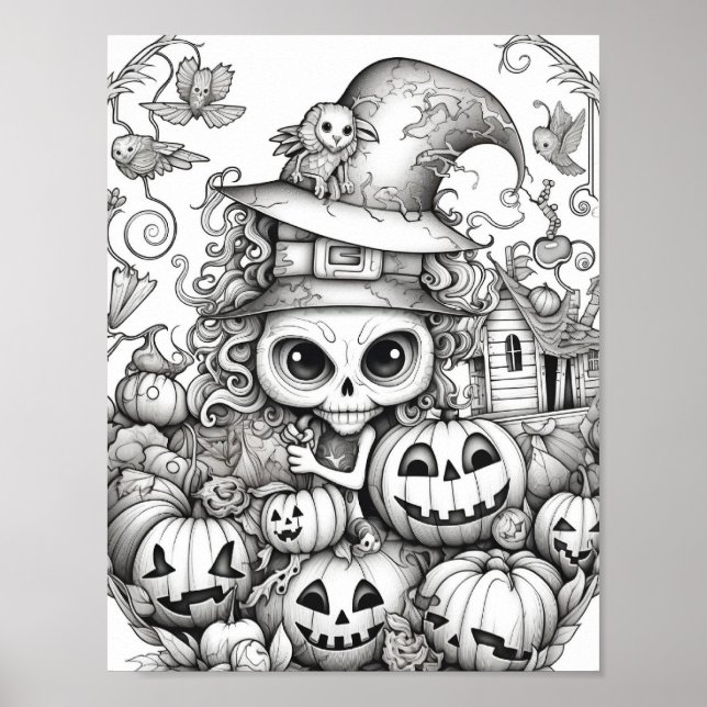 Halloween Adult Colouring Poster (Front)