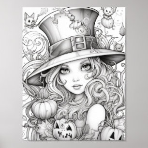 Halloween Adult Colouring Poster