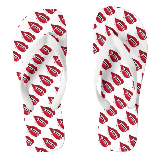 Halloween Adult, Wide Strap Flip Flops/Lips Flip Flops (Footbed)