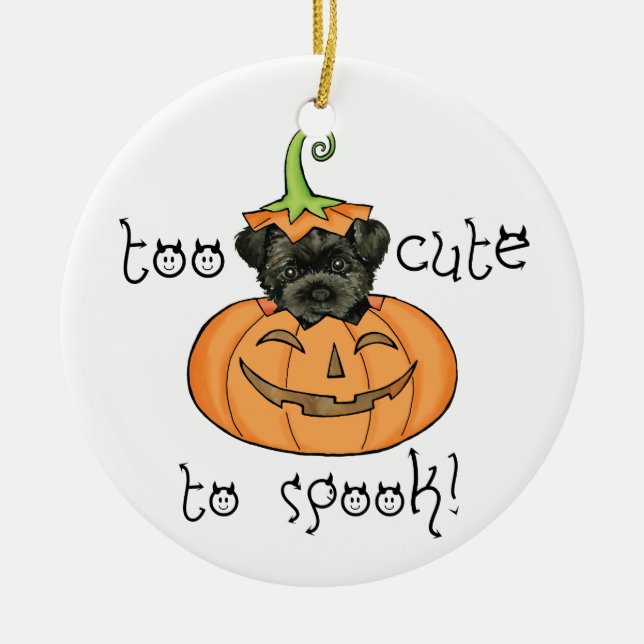 Halloween Affenpinscher Ceramic Tree Decoration (Front)