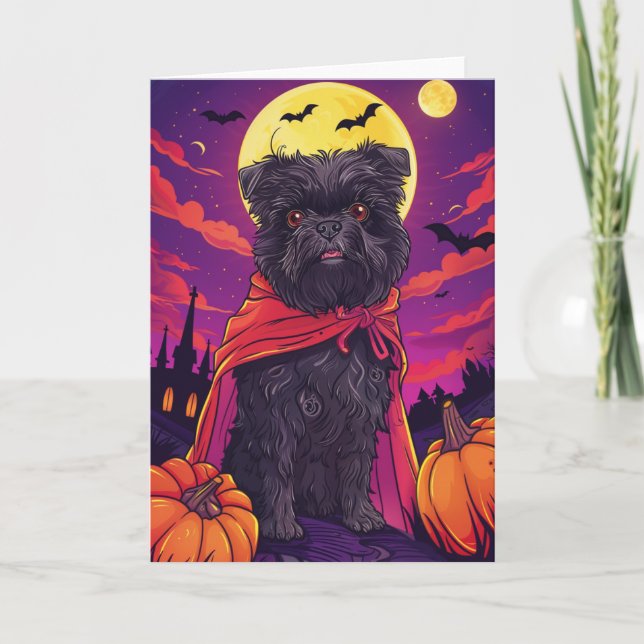 Halloween Affenpinscher Vampire Pumpkins Scary  Card (Front)