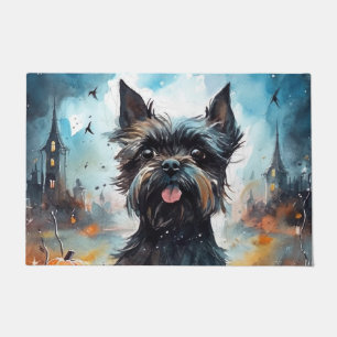Halloween Affenpinscher With Pumpkins Scary Doormat