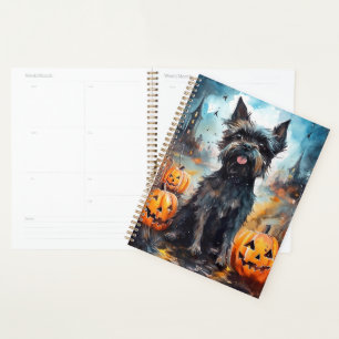 Halloween Affenpinscher With Pumpkins Scary Planner