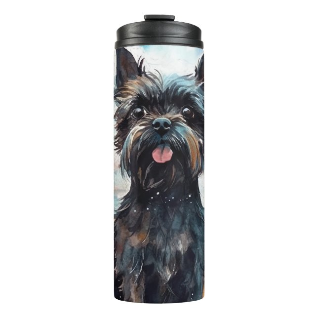 Halloween Affenpinscher With Pumpkins Scary Thermal Tumbler (Front)