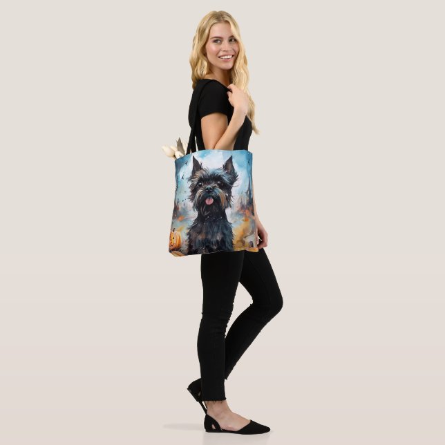 Halloween Affenpinscher With Pumpkins Scary Tote Bag (On Model)