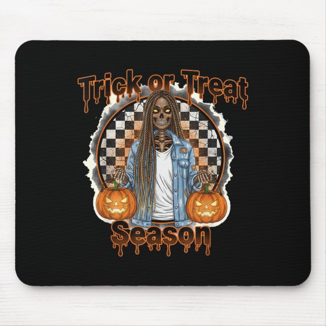Halloween African American Skeleton Season Pumpkin Mouse Mat (Front)