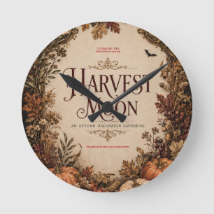 Halloween After Dark , Moody Candlelight Party Round Clock