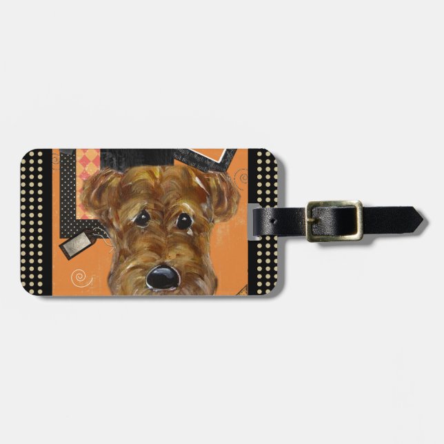 HALLOWEEN AIREDALE LUGGAGE TAG (Front Horizontal)