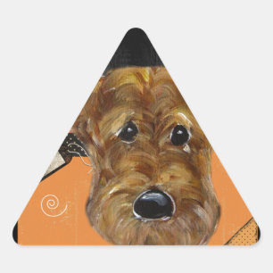 HALLOWEEN AIREDALE TRIANGLE STICKER