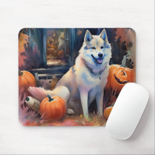 Halloween Alaskan Malamute With Pumpkins Scary Mouse Mat