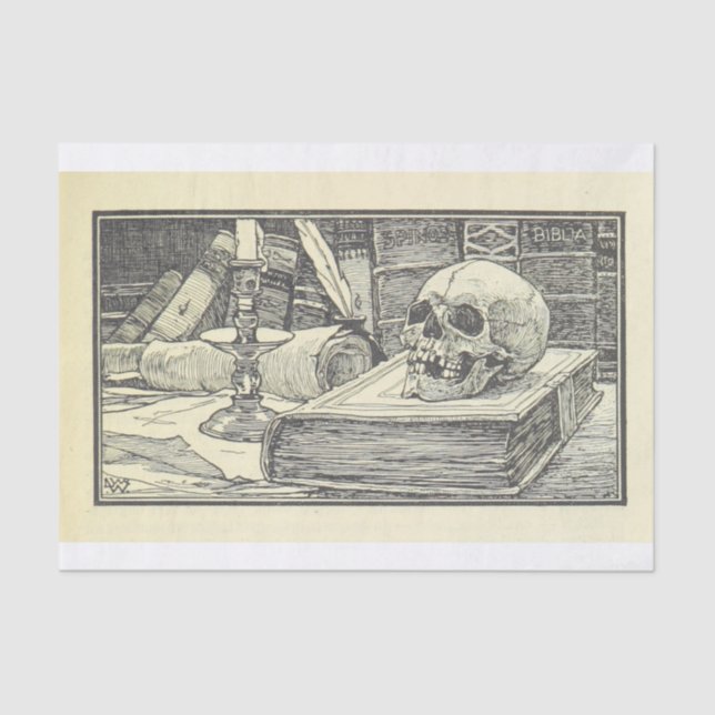 Halloween alchemy skull decoupage tissue paper (Front)
