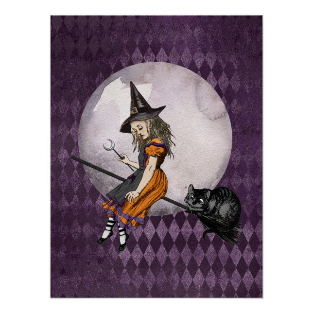 Halloween Alice in Wonderland Cheshire Cat Moon Poster (Front)