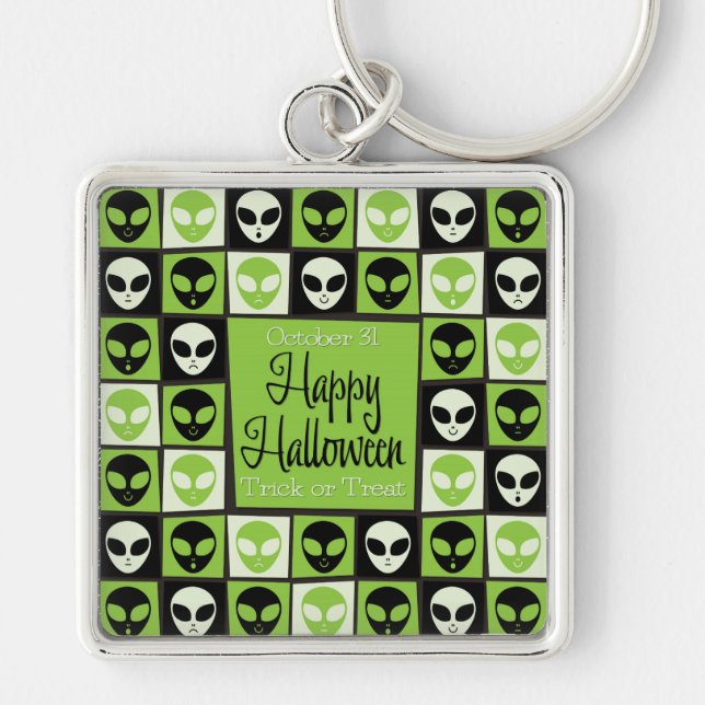 Halloween alien mosaic key ring (Front)
