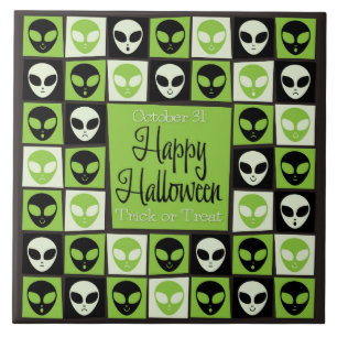 Halloween alien mosaic tile