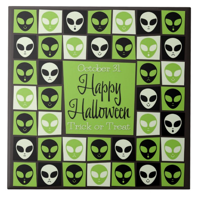 Halloween alien mosaic tile (Front)