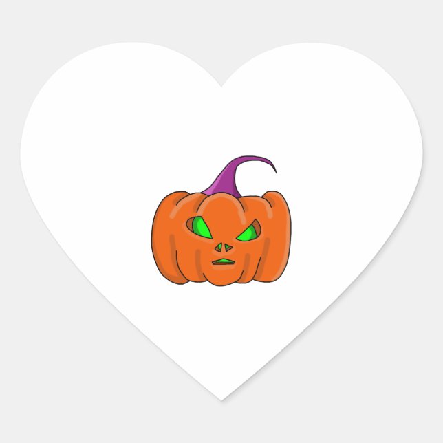 Halloween Alien Pumpkin Heart Sticker (Front)