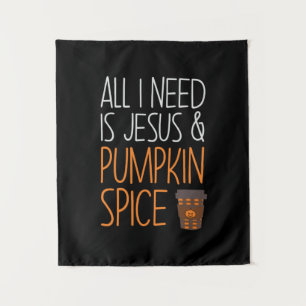 Halloween All I Need Is Jesus And Pumpkin Birthday Tapestry