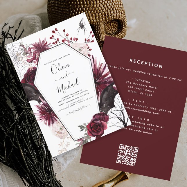 Halloween All in One QR Code Goth Wedding Invitation (Creator Uploaded)