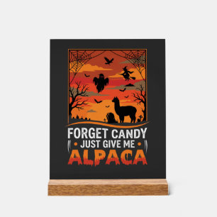 Halloween Alpaca Forget Candy Spooky Vector Design Acrylic Sign