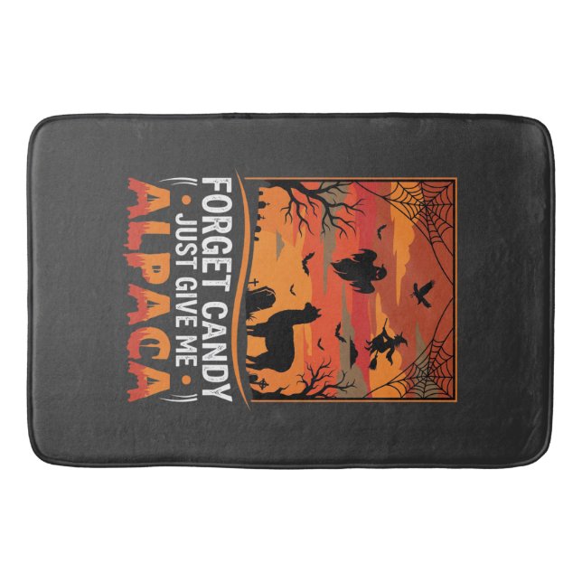 Halloween Alpaca Forget Candy Spooky Vector Design Bath Mat (Front)