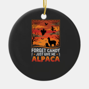 Halloween Alpaca Forget Candy Spooky Vector Design Ceramic Tree Decoration