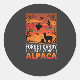 Halloween Alpaca Forget Candy Spooky Vector Design Classic Round Sticker