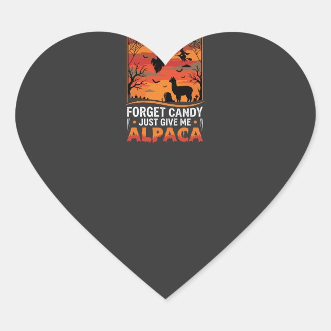 Halloween Alpaca Forget Candy Spooky Vector Design Heart Sticker (Front)