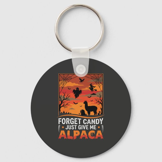 Halloween Alpaca Forget Candy Spooky Vector Design Key Ring (Front)