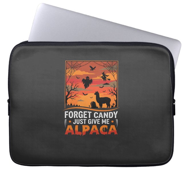 Halloween Alpaca Forget Candy Spooky Vector Design Laptop Sleeve (Front)